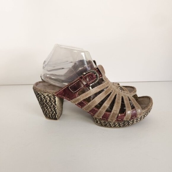 Josef Seibel Sandals Gray Leather Mule Peep Open Toe Platform Shoes 41 Size 10 - Picture 12 of 12